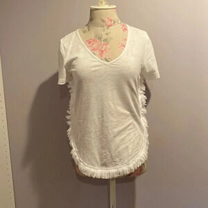 Stella & Dot white v neck short sleeve tee size XS